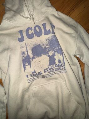 J. Cole Cream Hoodie with Purple Graphic